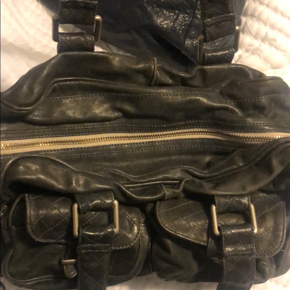 Andrew Marc butter soft navy satchel - Picture 2 of 4